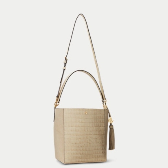 Elegant Beige Croc-Embossed Tote Bag - Picture 3 of 5